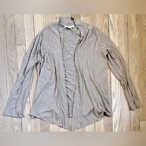 August Silk Asymmetrical Open Cardigan. Size Medium.